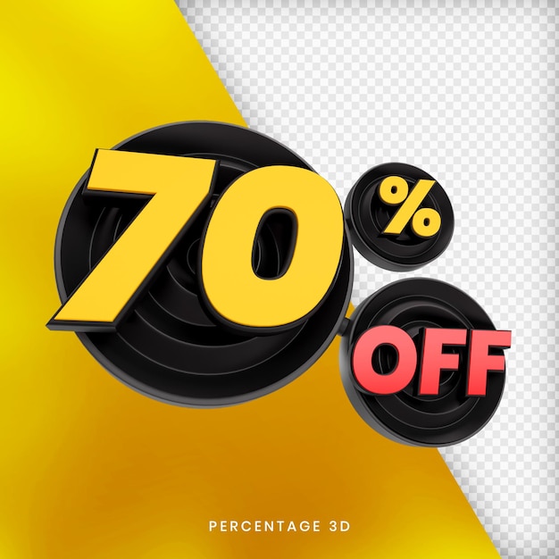 70 percentage off 3d render isolated premium psd