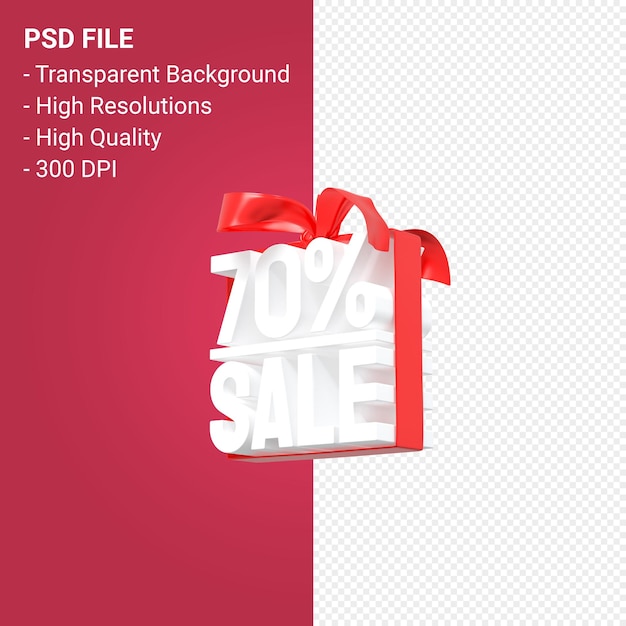 활과 리본 3d 디자인이 격리된 70% 판매