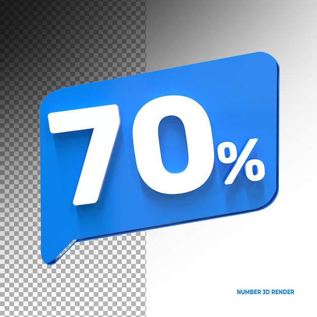 70 procent korting op korting 3D-verkoopsymbool gemaakt van realistische blauwe 3D-rendering