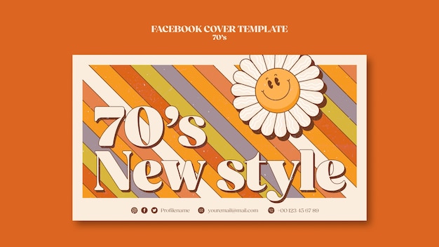 PSD 70's aesthetic facebook cover template