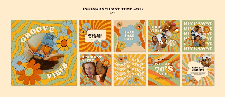 PSD 70's style party template design