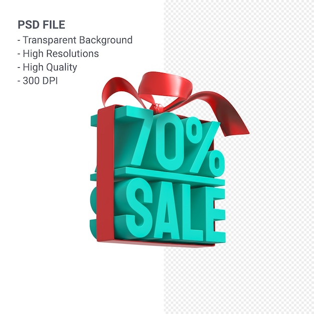 70% sale with bow and ribbon 3d design