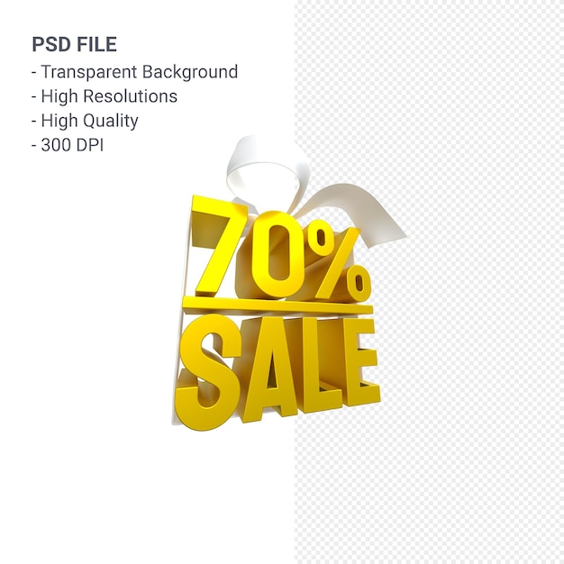 70% sale with bow and ribbon 3d design