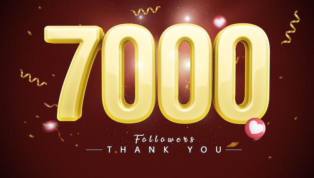 7000 フォロワー ゴールド ナンバー 3d
