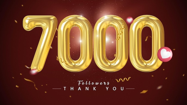 PSD 7000 followers gold number luxury balloon