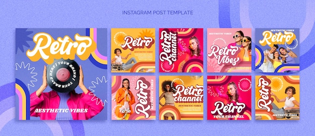 PSD 70s aesthetic instagram posts template