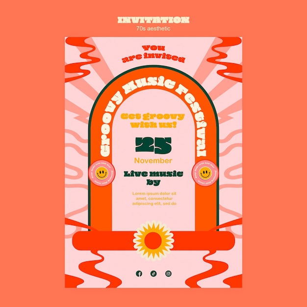 70s aesthetic invitation template