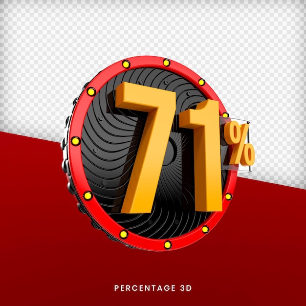 71 percentage 3d render premium psd