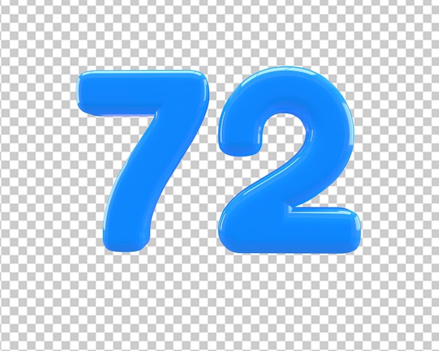 72 blauw nummer 3d pictogram