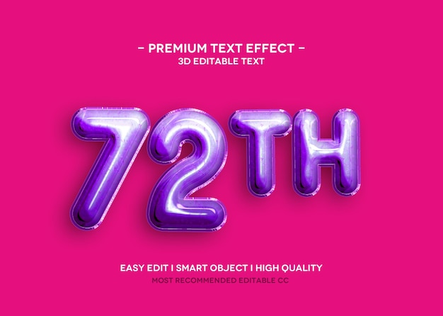 72 th 3d text effect template