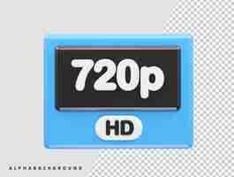 PSD 720p resolution text icon 3d illustration rendering