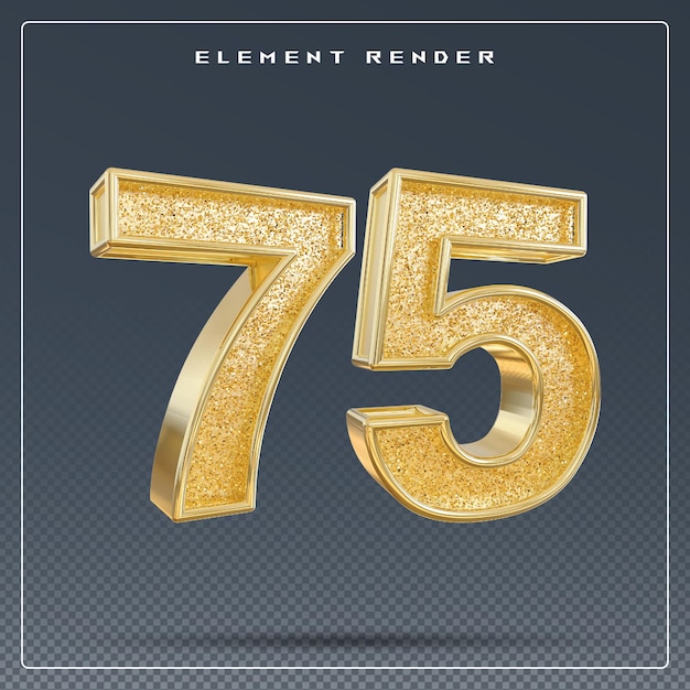 75 number gold 3d render