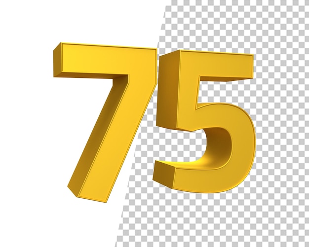75 Numer Siedemdziesiąt Pięć Złoty Tekst Renderowania 3d