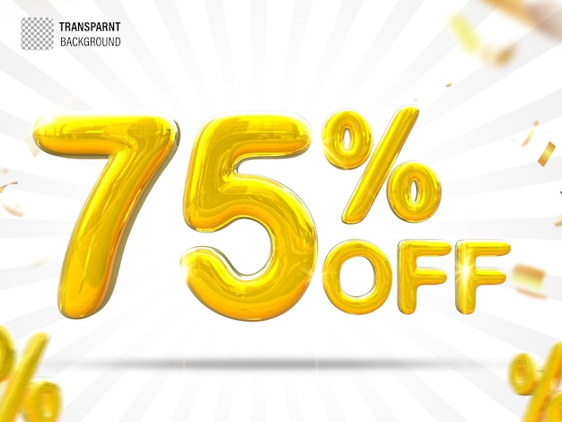 75 percent offer in 3d rendering isolated