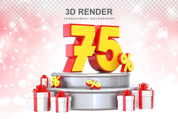 PSD 75 percent promotion with gift 3d
