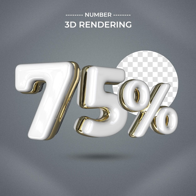 75 percent Text Style 3d rendering transparent background