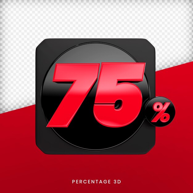 75 percentage 3d render premium psd