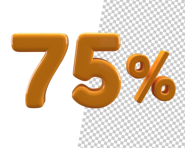 75 percentage golden text 3d
