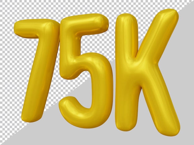 75k followers design in 3d render