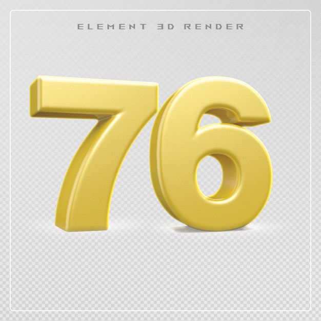 PSD 76 number golden 3d render