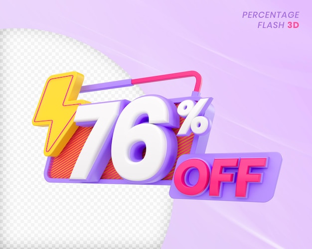 76 percento di sconto con elemento flash 3d render premium psd