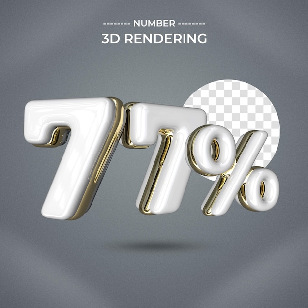 77 percent Text Style 3d rendering transparent background