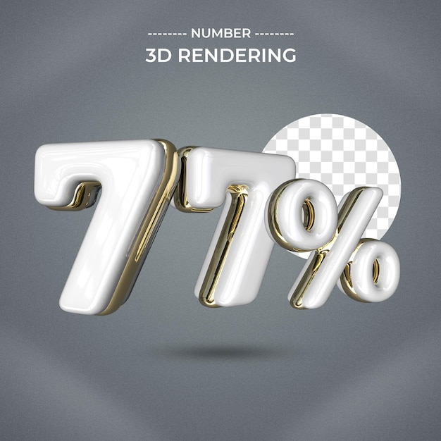 77 percent text style 3d rendering transparent background