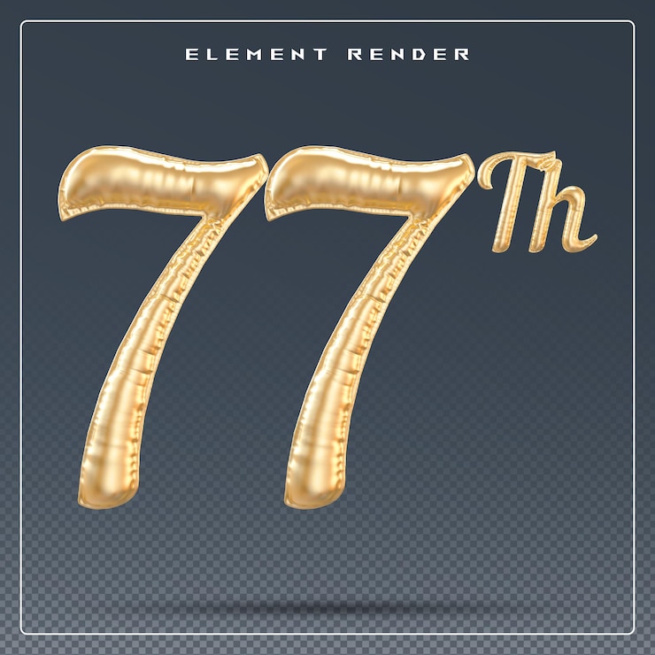 PSD 77 year anniversary gold number