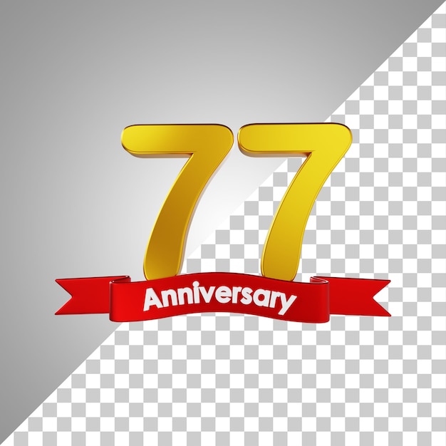 PSD 77 year happy anniversary number 3d rendering