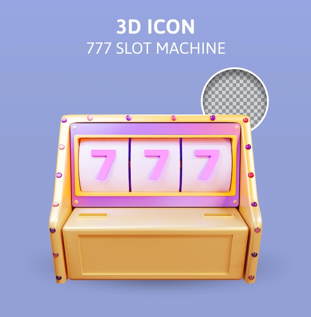 PSD 777 slot machine 3d rendering illustration