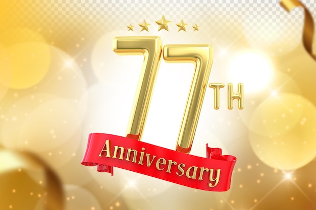 77th anniversary gold banner 3d