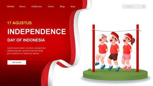 78th years 17 august indonesia independence day banner indonesian flag raising illustration terus