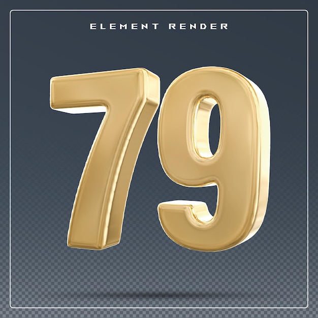 PSD 79 number gold 3d render