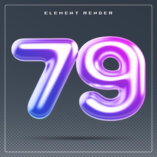 PSD 79 number gradient 3d render