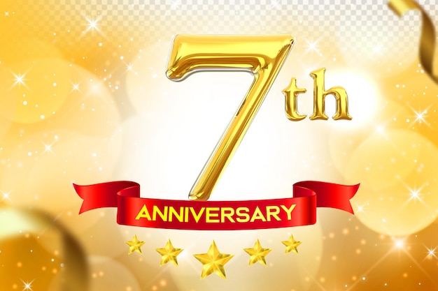 7° anniversario gold banner 3d