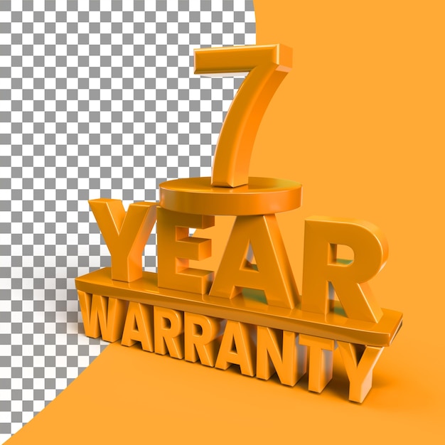 7year warranty with 3d rendering in psd file transparent background 7 year 3d render