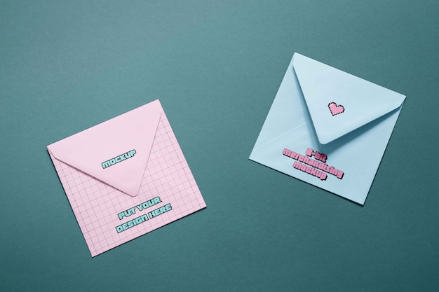 PSD 8-bit merchandising envelopes mockup design