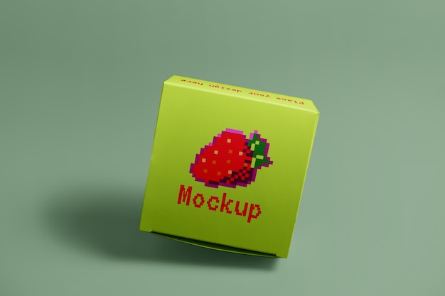 8-bit pixelated box packaging mockup design