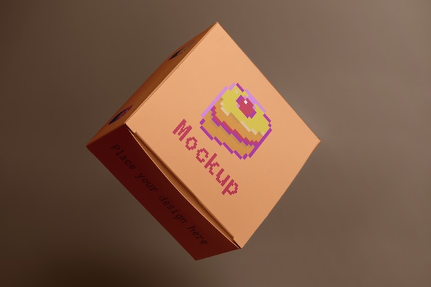 8-bit pixelated box packaging mockup design
