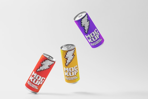 8-bit pixelated can packaging mockup design