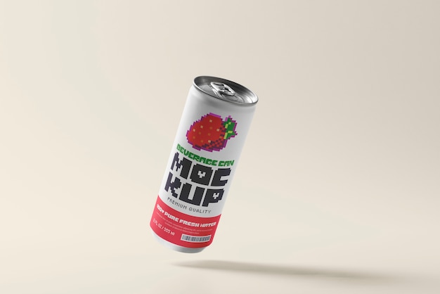 PSD 8-bit pixelated can packaging mockup design