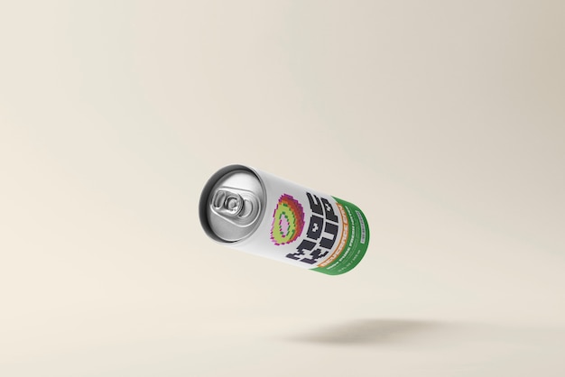 8-bit pixelated can packaging mockup design