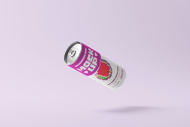 8-bit pixelated can packaging mockup design