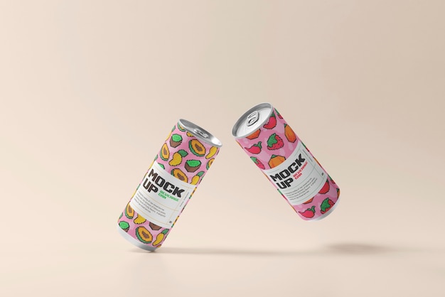 8-bit pixelated can packaging mockup design