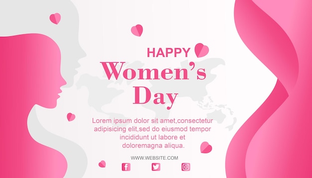 8 march happy women day flat banner template