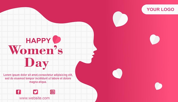 PSD 8 march happy women day flat banner template