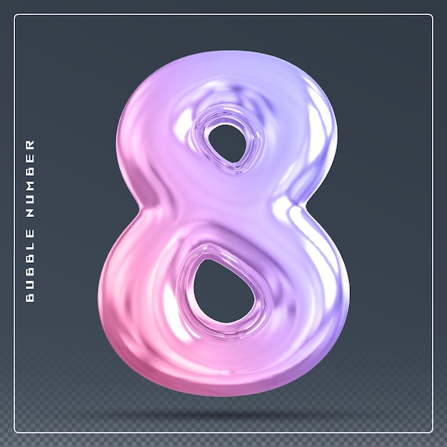 8 number bubble gradient 3d render