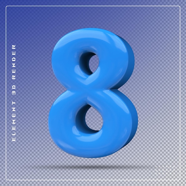 8 nummer blauw 3d render