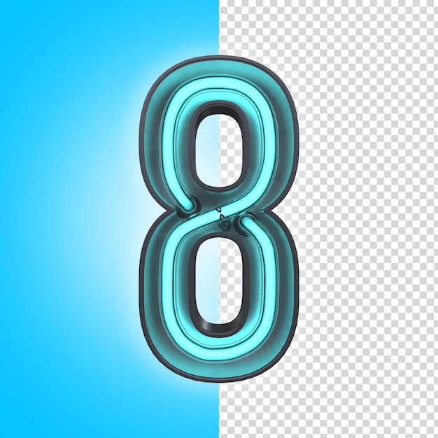 8 osiem Numer 3D Neon