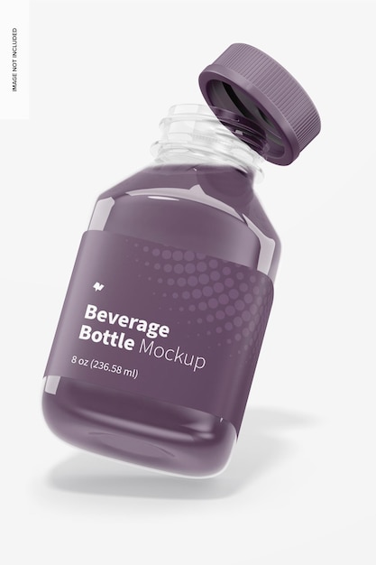 8 oz Beverage Bottles Mockup, Opened